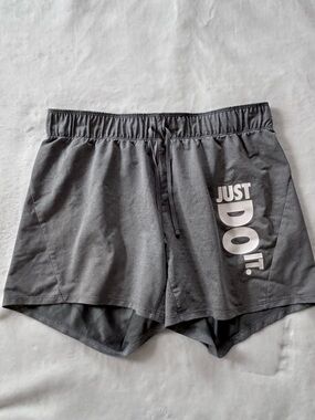 NikePro Dri-FIT "Just Do It" athletic shorts in grey
